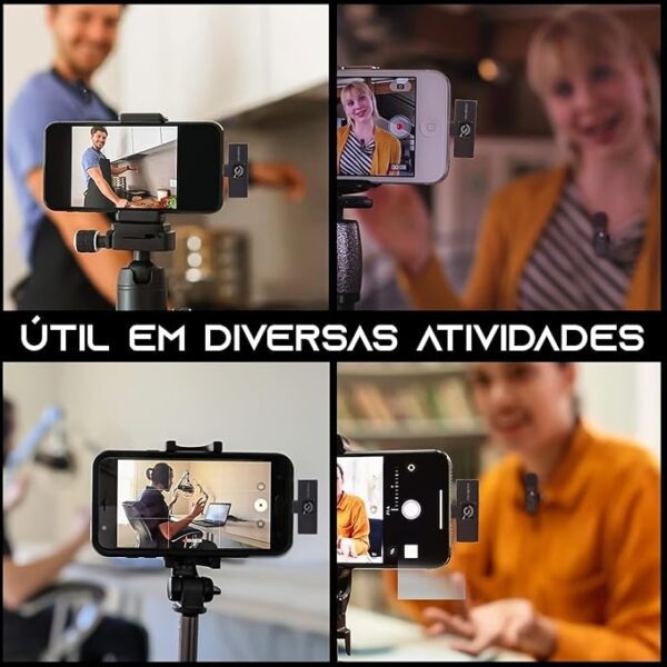 Kit 2 Microfone de Lapela Sem Fio Wireless Um Receptor Profissional Alcance 20 Metros Tipo C Android Presilha para Camisa Transmissão Reunião Palestra Gravação de Vídeo YouTube TikTok - Image 5
