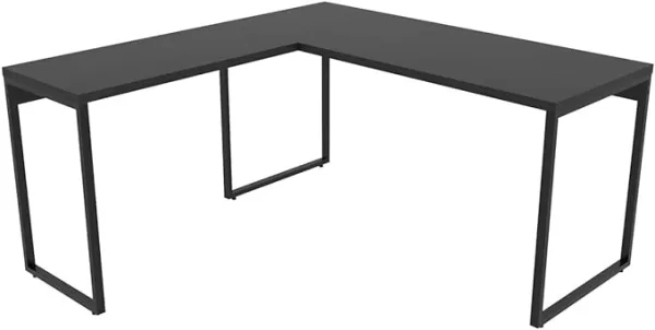 Mesa de Escritório em L Estilo Industrial 1,50mX1,50m Kuadra, Compace, Preto Ônix / Est.Preta - Image 2