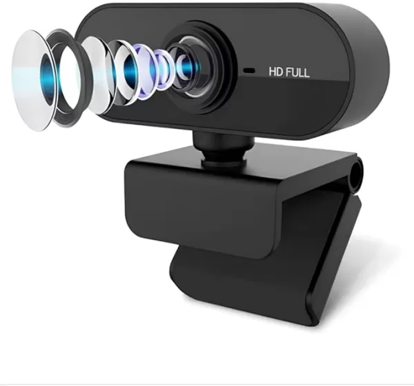 WebCam Full HD 1080p com microfone Home Office Videoconferências Preto