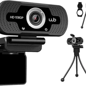 Webcam USB Full HD 1080P WB com Microfone Ângulo 110° e Tripé